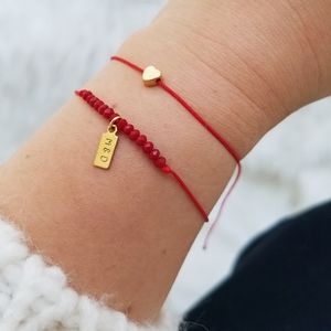 Mom and dad heart beaded bracelet, parents love